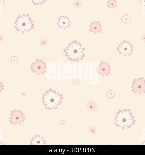Pastel pink daisy seamless pattern Stock Vector