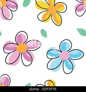 Cute flower seamless fabric pattern 2 Stock Vector