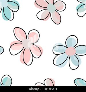 Cute flower seamless fabric pattern pastel Stock Vector