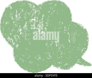 Crayon speech bubble. Green doodle text frame. Hand drawn pastel comic dialog box. Chalk texture speech bubble. Chat balloon. Cloud shape. Vector Stock Vector