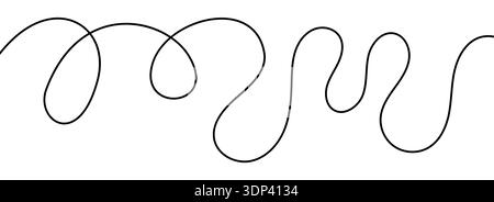 Fluid black line drawn in a continuous, calligraphic ribbon style. Stock Vector