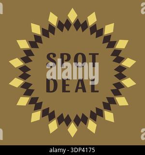 Starburst seal with spot deal text centered and spiky border in muted gold tones Stock Vector
