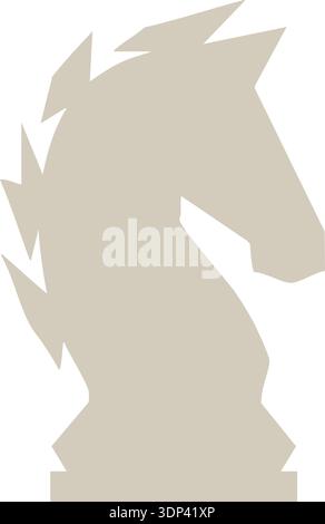 Minimal white silhouette of a horse head and neck in profile with flowing mane Stock Vector