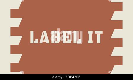 Brown ticket style banner with label it text and jagged side tabs Stock Vector