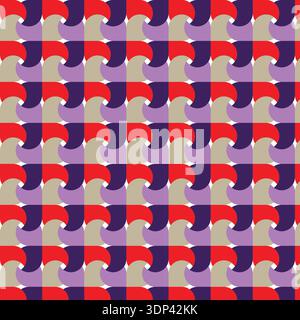 Retro Interlocking Wave Geometric Tile Design Stock Vector