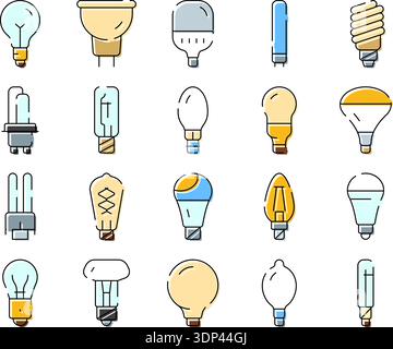Different types of Led light bulbs, vector illustration isolated on ...