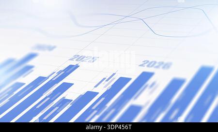 Graph shows data trends from 2022 to 2026 with various values and lines plotted Stock Photo