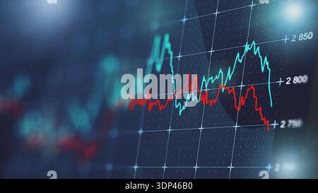 Market trends show fluctuation in stock prices over different time periods Stock Photo