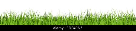 Realistic green grass banner isolated on transparent background. Lawn pattern vector border. Meadow silhouette background Stock Vector