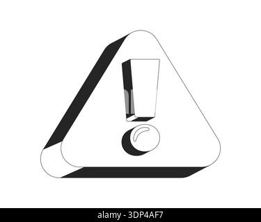 Triangular warning sign with exclamation mark 2D line object Stock Vector
