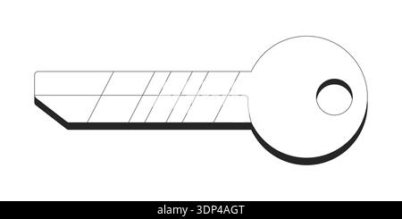 Digital security key with stripes 2D line object Stock Vector