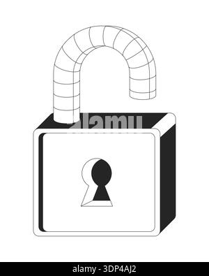 Stylized open padlock 2D line object Stock Vector