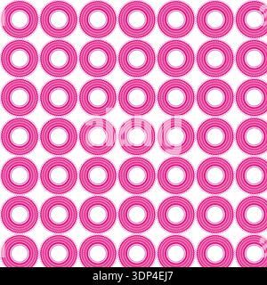 Vibrant Pink Concentric Circles Repeating Pattern Design Stock Vector
