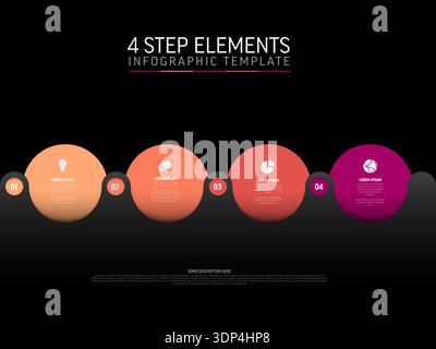 Visualize your workflow with this 4 step elements infographic template. This modern infographic template features four colorful circles for clear and Stock Vector