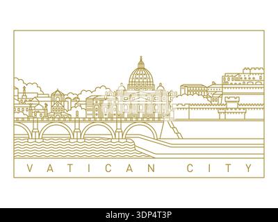 Vatican City City Skyline Vector Illustration. Line Art Urban Landscape Stock Vector