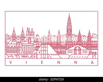 Vienna City Skyline Vector Illustration. Line Art Urban Landscape Stock Vector