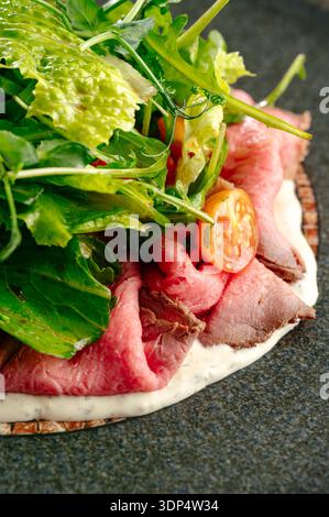 salad with boiled pork and green Stock Photo