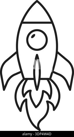 Rocket ship icon in flat style. Spaceship launch vector illustration on isolated background. Space transport sign business concept. Stock Vector