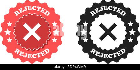 Rejected icon in flat style. Error stamp vector illustration on isolated background. Confirmation template sign business concept. Stock Vector
