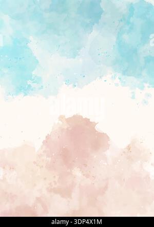 Abstract background with a hand painted watercolour beach themed design Stock Vector