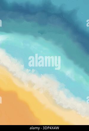 Hand painted beach themed watercolour texture background Stock Vector
