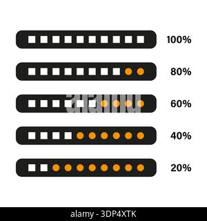 Professional 100% hundred masterpiece. Professional 80% eighty value. Professional 60% sixty value. Professional 40% Vector statistics. EPS 10. Stock Vector