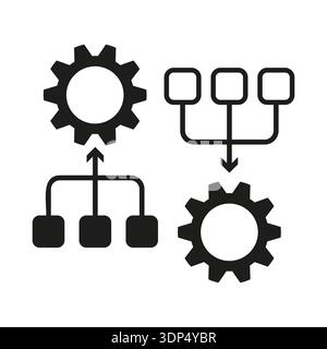Process scheme icon. Flow chart vector. Gear algorithm tree. System path sign. EPS 10. Stock Vector