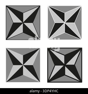 Diamond star icon. 3D shape symbol. Geometric grey Vector. Crystal element design. EPS 10. Stock Vector