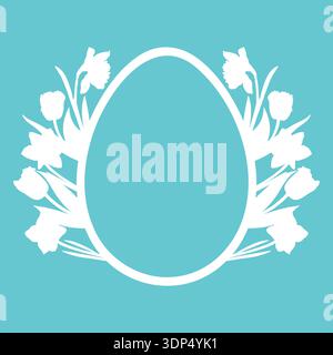 Spring Floral Frame Easter Egg Laser Cut Template Stock Vector