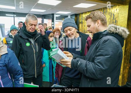 Manchester, UK, 13th Feb 2026: Supporters prepare to deliver leaflets at the Green Party’s Gorton & Denton HQ in Gorton, Adam Edwards/Alamy Live News Stock Photo
