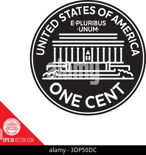 United States coin back side vector glyph icon for National One Cent Day on April 1 Stock Vector