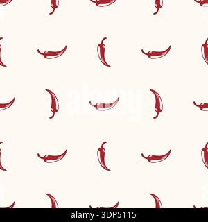 Seamless pattern with chili peppers. National Mexican food. Red peppers. Spicy food. Stock Vector