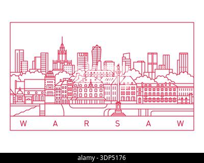 Warsaw City Skyline Vector Illustration. Line Art Urban Landscape Stock Vector