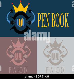 Vector illustration of a set of vintage book logos and emblems,company logo icon element template corporate vector graphic design lettering lettering Stock Vector