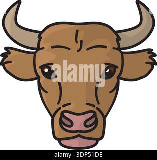 Bull head filled outline vector illustration Stock Vector