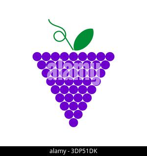 Purple grape icon. Fruit food Vector. Vine berry bunch. Wine ingredient. EPS 10. Stock Vector