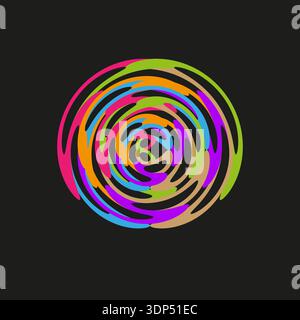 Multicolors rainbow vortexes. Professional energetic Vector. Multicolors swirling movements. Pitch black dark backgrounds. EPS 10. Stock Vector