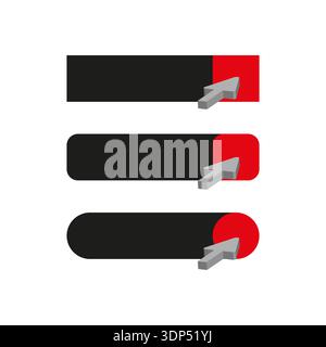 Sophisticated toggle button icons. Geometrical switch Vector. Symmetrical red symbols. Accurate choice representations. EPS 10. Stock Vector