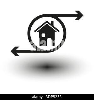 House cycle icon. Real estate flip. Property loop Vector. Home exchange sign. EPS 10. Stock Vector