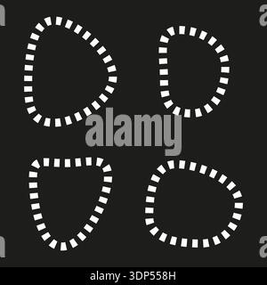 Dotted oval path. Dashed line Vector. Black background icon. White stitch symbol. EPS 10. Stock Vector
