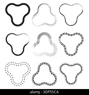 Heart outlines collection. Diverse stroke Vector. Grunge brush frames. Simple white background. EPS 10. Stock Vector