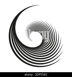 Spiral shell icon. Black swirl pattern. Abstract curve Vector. Geometric vortex shape. EPS 10. Stock Vector