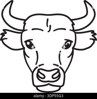 Bull head outline vector illustration Stock Vector