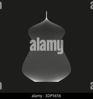 Wireframe vase shape. White grid bottle. 3d mesh Vector. Black background art Stock Vector