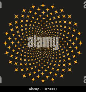 Sophisticated sparkling patterns. Shimmering stars Vector. Dark background arrangements. Magnificent concentric compositions. EPS 10. Stock Vector