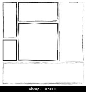 Blank frame set. Square border Vector. Empty page template. Clean layout design Stock Vector