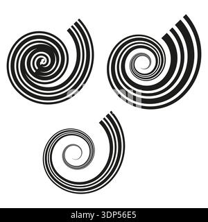 Spiral swirl icon. Black Vector vortex. Triple motion shape. Abstract rotation symbol. Stock Vector