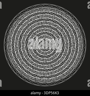 White circle swirl. Concentric ring Vector. Abstract target pattern. Dark radial background. Stock Vector