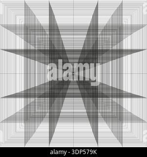 Cross line perspective. Geometric x shape. Abstract net Vector. Wireframe grid art. Stock Vector