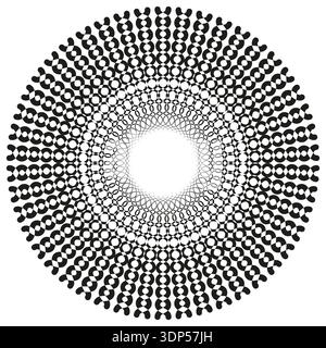 Dotted mandala icon. Round halftone shape. Circle pattern Vector. Geometric art design. Stock Vector